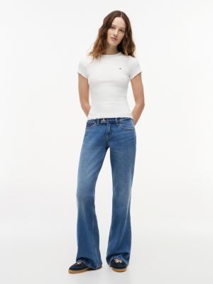 jean bootcut effet délavé taille basse denim pour femmes tommy jeans