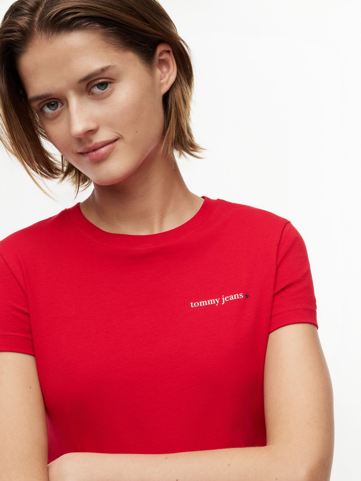 Logo Slim Jersey T-Shirt — Red