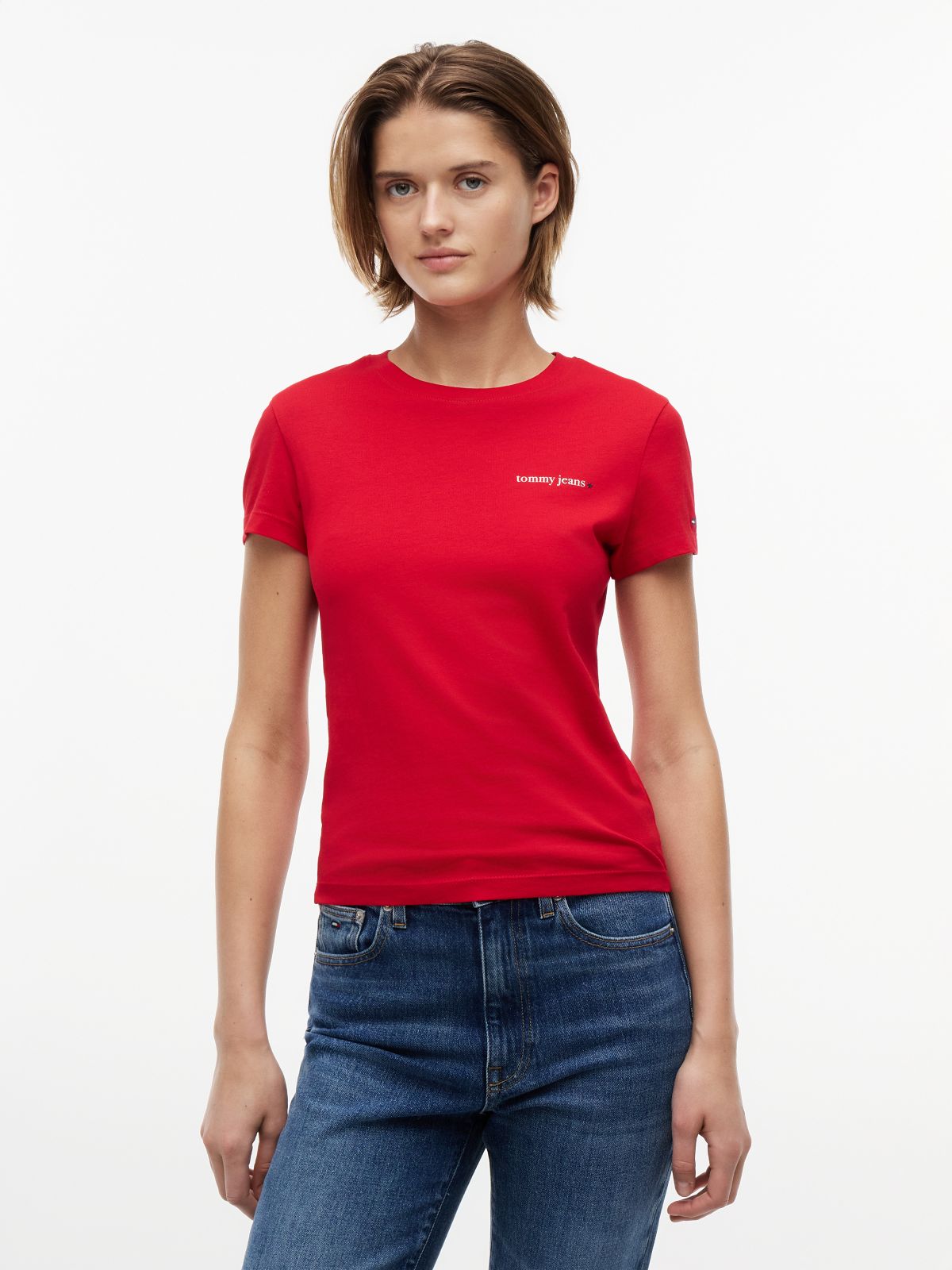 Logo Slim Jersey T-Shirt — Red