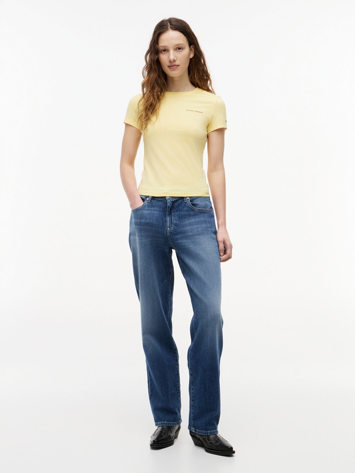 Logo Slim Jersey T-Shirt — Yellow