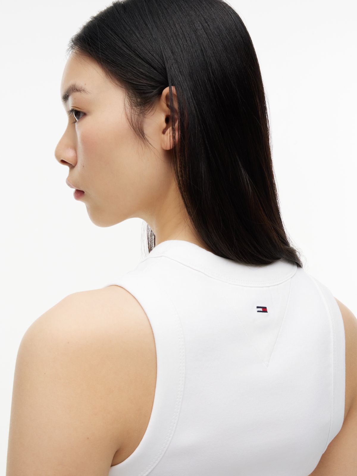 Logo Ribbed Slim Tank Top — White