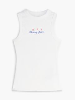 Logo Ribbed Slim Tank Top — White 5
