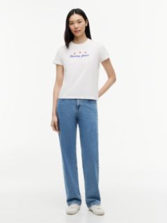Back Logo Graphic Crew Neck T-Shirt — White 2