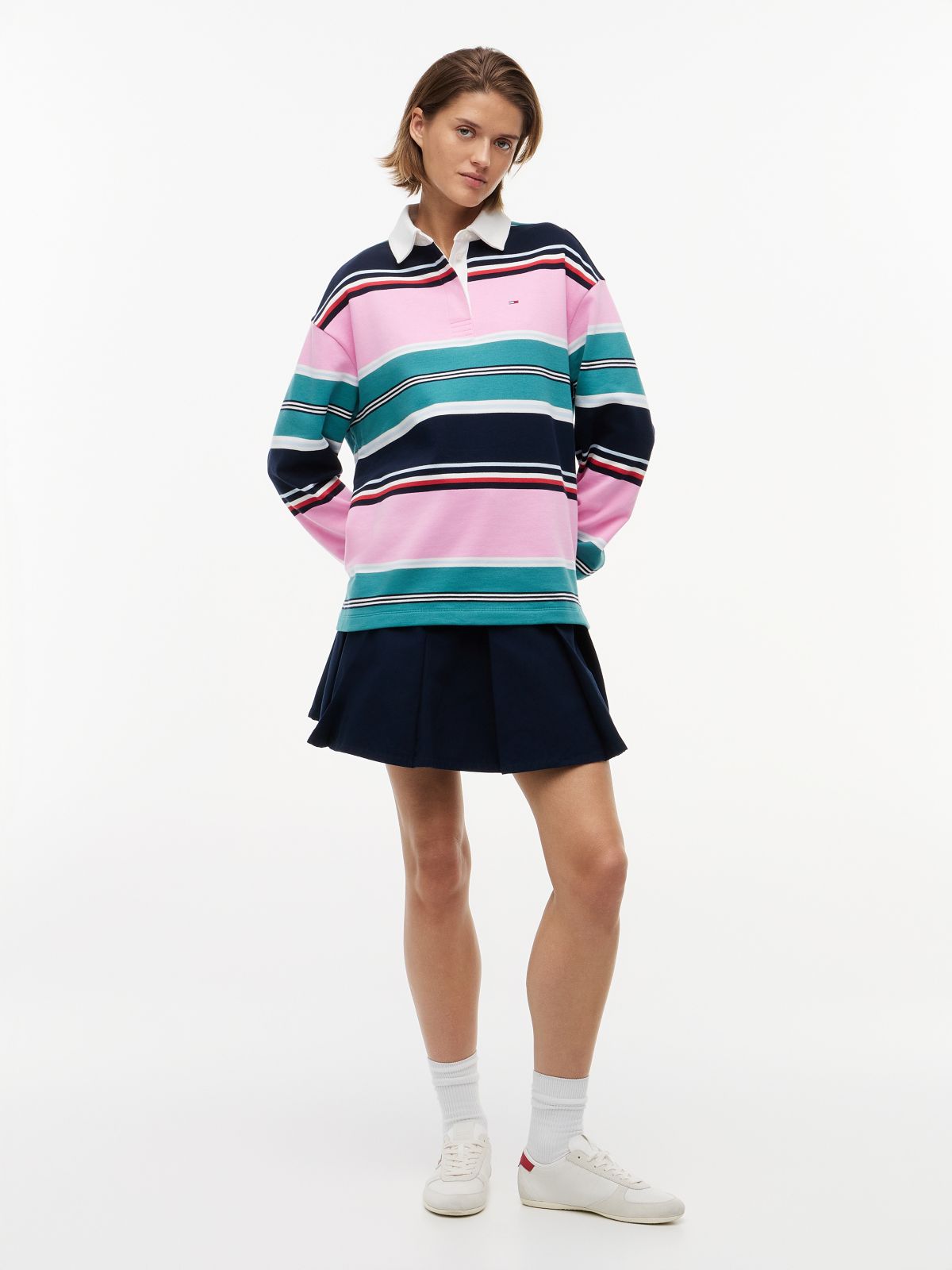 Mixed Stripe Relaxed Rugby Shirt — Multi