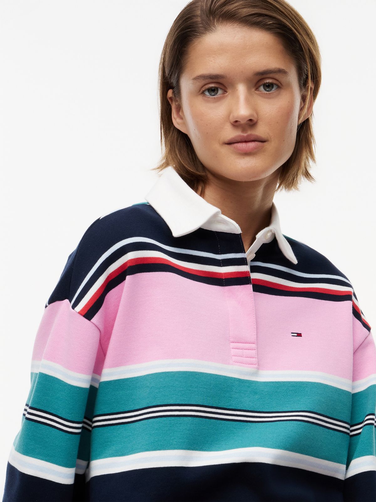 Mixed Stripe Relaxed Rugby Shirt — Multi