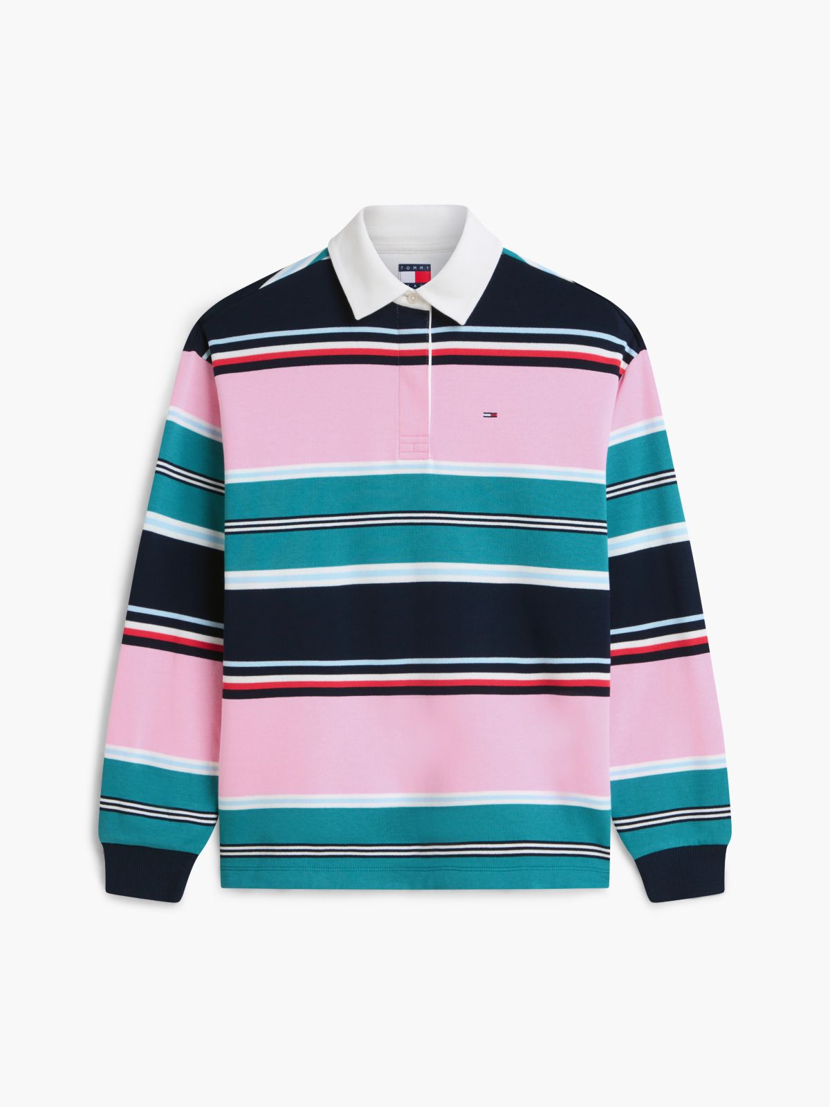 Mixed Stripe Relaxed Rugby Shirt — Multi