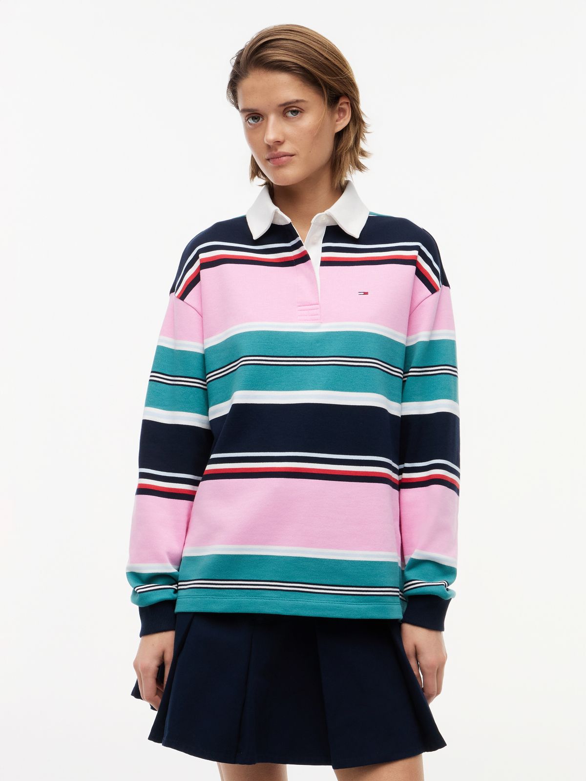 Mixed Stripe Relaxed Rugby Shirt — Multi