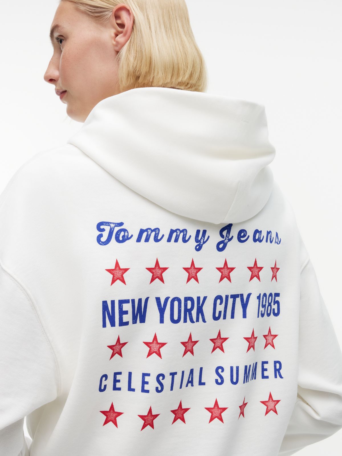 Back Graphic Boxy Hoody — White