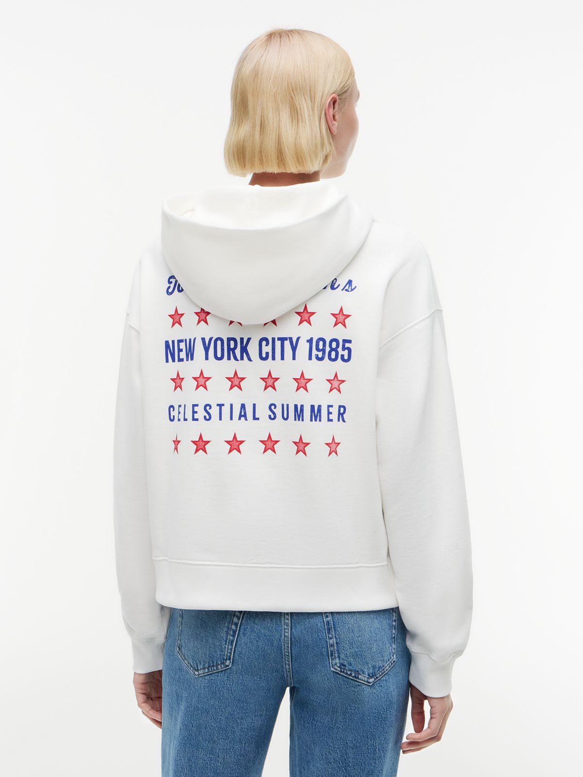 Back Graphic Boxy Hoody — White