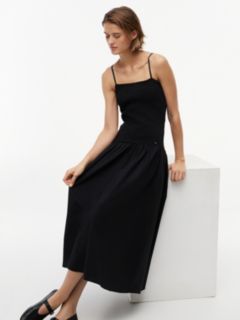 Smock Strap Maxi Fit And Flare Dress — Black 3