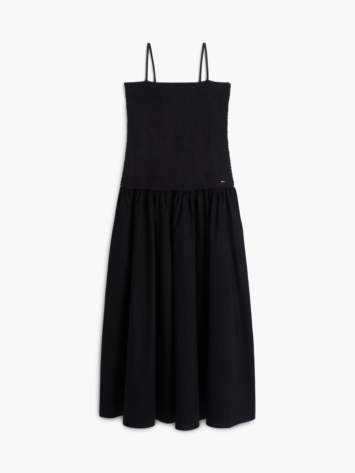 Smock Strap Maxi Fit And Flare Dress — Black