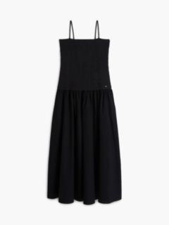Smock Strap Maxi Fit And Flare Dress — Black 5