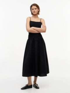 Smock Strap Maxi Fit And Flare Dress — Black 1