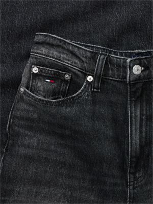 denim claire schwarze wide jeans mit hohem bund für damen - tommy jeans