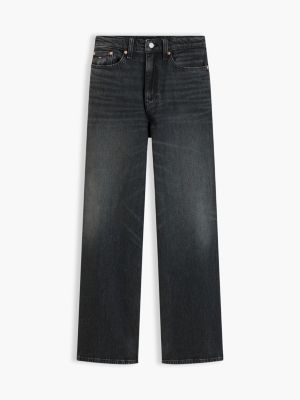 denim claire high rise wide black jeans for women tommy jeans