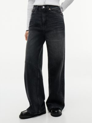 denim claire high rise wide black jeans for women tommy jeans
