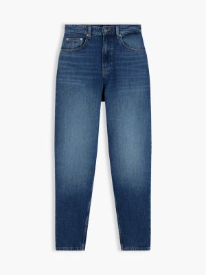 jeans mom tapered a vita alta denim da donne tommy jeans