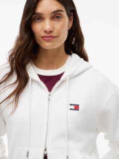 Tommy Badge Boxy Zip-Thru Hoody — White 3