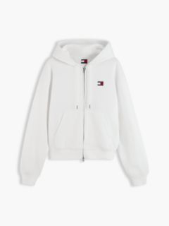 Tommy Badge Boxy Zip-Thru Hoody — White 5