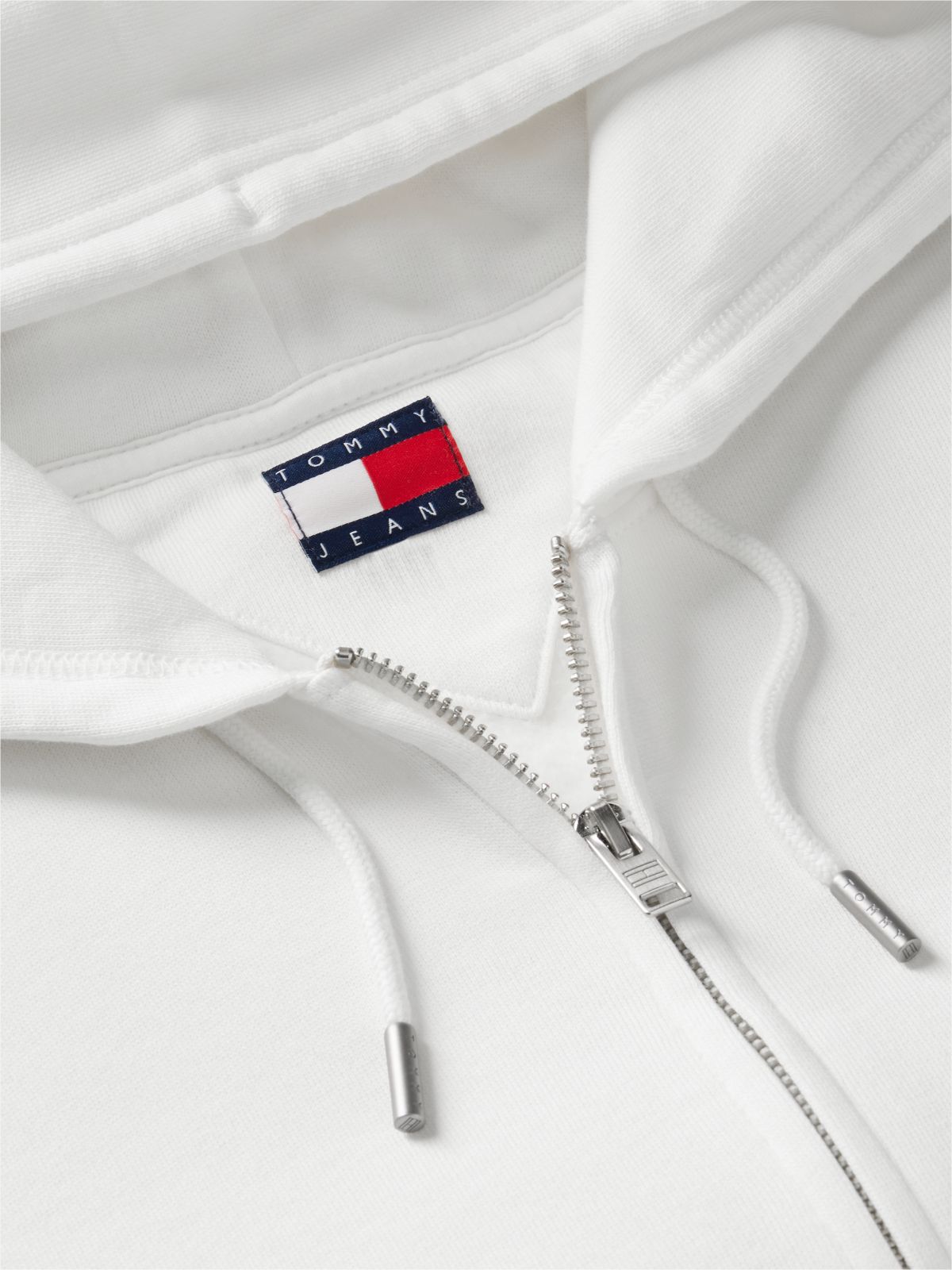 Tommy Badge Boxy Zip-Thru Hoody — White
