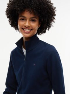 Funnel Neck Fitted Zip-Thru Sweatshirt — Blue 3