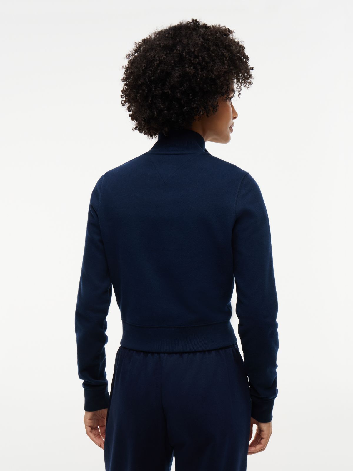 Funnel Neck Fitted Zip-Thru Sweatshirt — Blue
