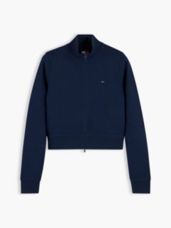 Funnel Neck Fitted Zip-Thru Sweatshirt — Blue 5