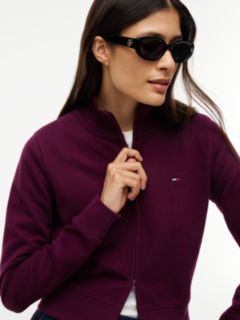 Funnel Neck Fitted Zip-Thru Sweatshirt — Purple 3
