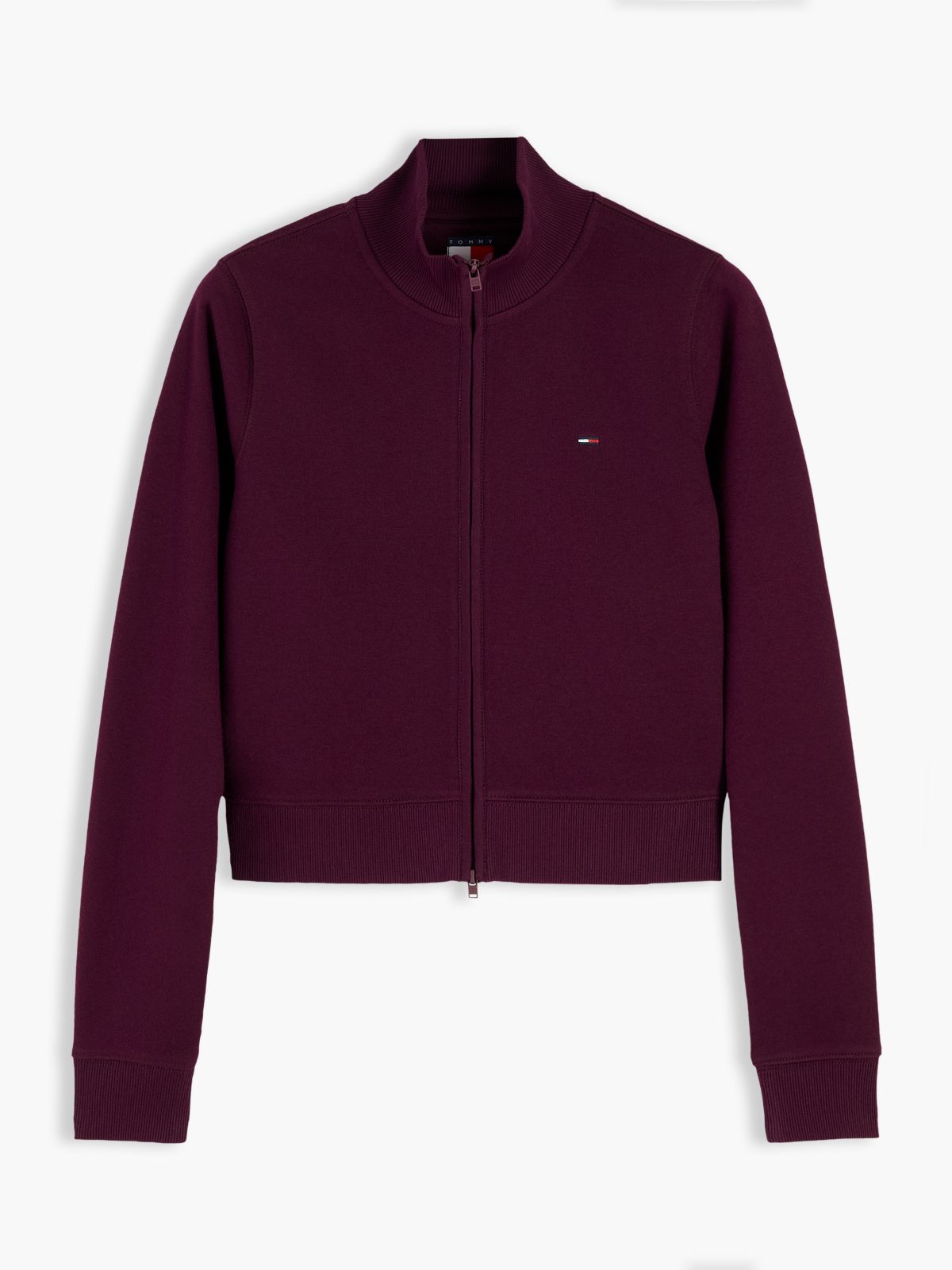 Funnel Neck Fitted Zip-Thru Sweatshirt — Purple