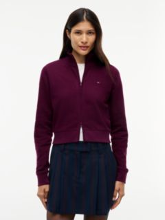 Funnel Neck Fitted Zip-Thru Sweatshirt — Purple 1