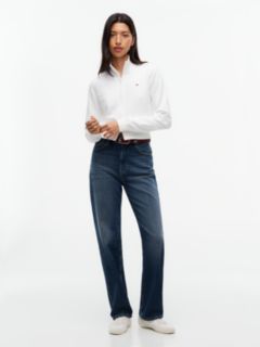 Funnel Neck Fitted Zip-Thru Sweatshirt — White 2