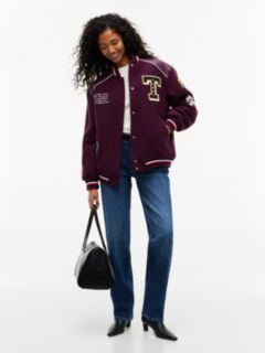 Global Stripe Multi Logo Varsity Jacket — Purple 2