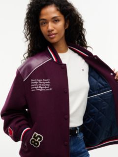Global Stripe Multi Logo Varsity Jacket — Purple 4