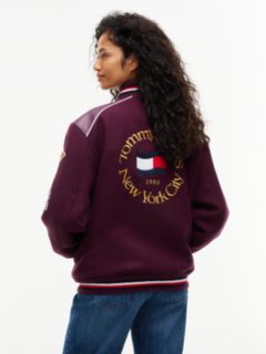 Global Stripe Multi Logo Varsity Jacket — Purple 5