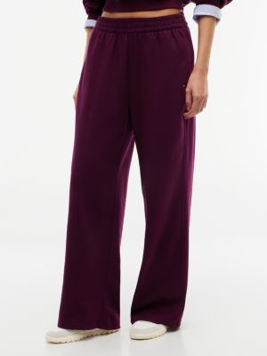purple straight fit jogger van geborstelde fleece voor dames - tommy jeans