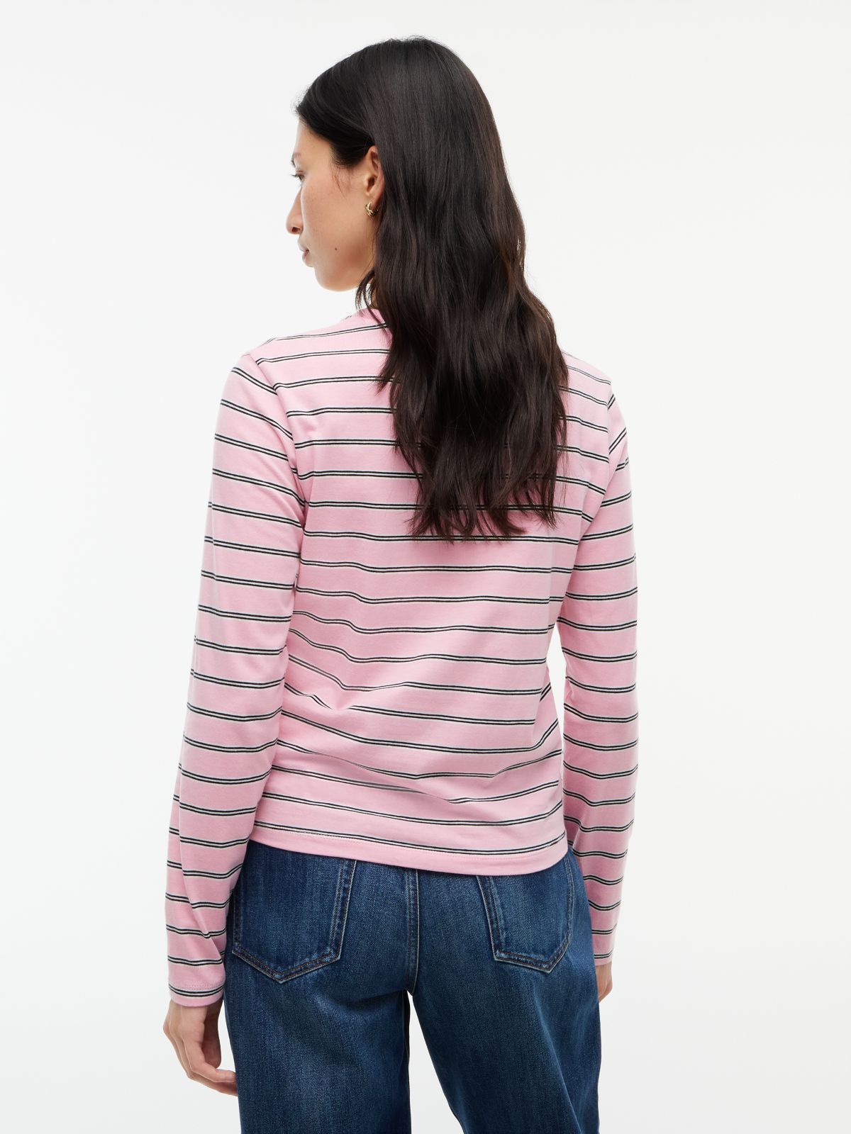 Flag Embroidery Jersey Long Sleeve T-Shirt — Pink