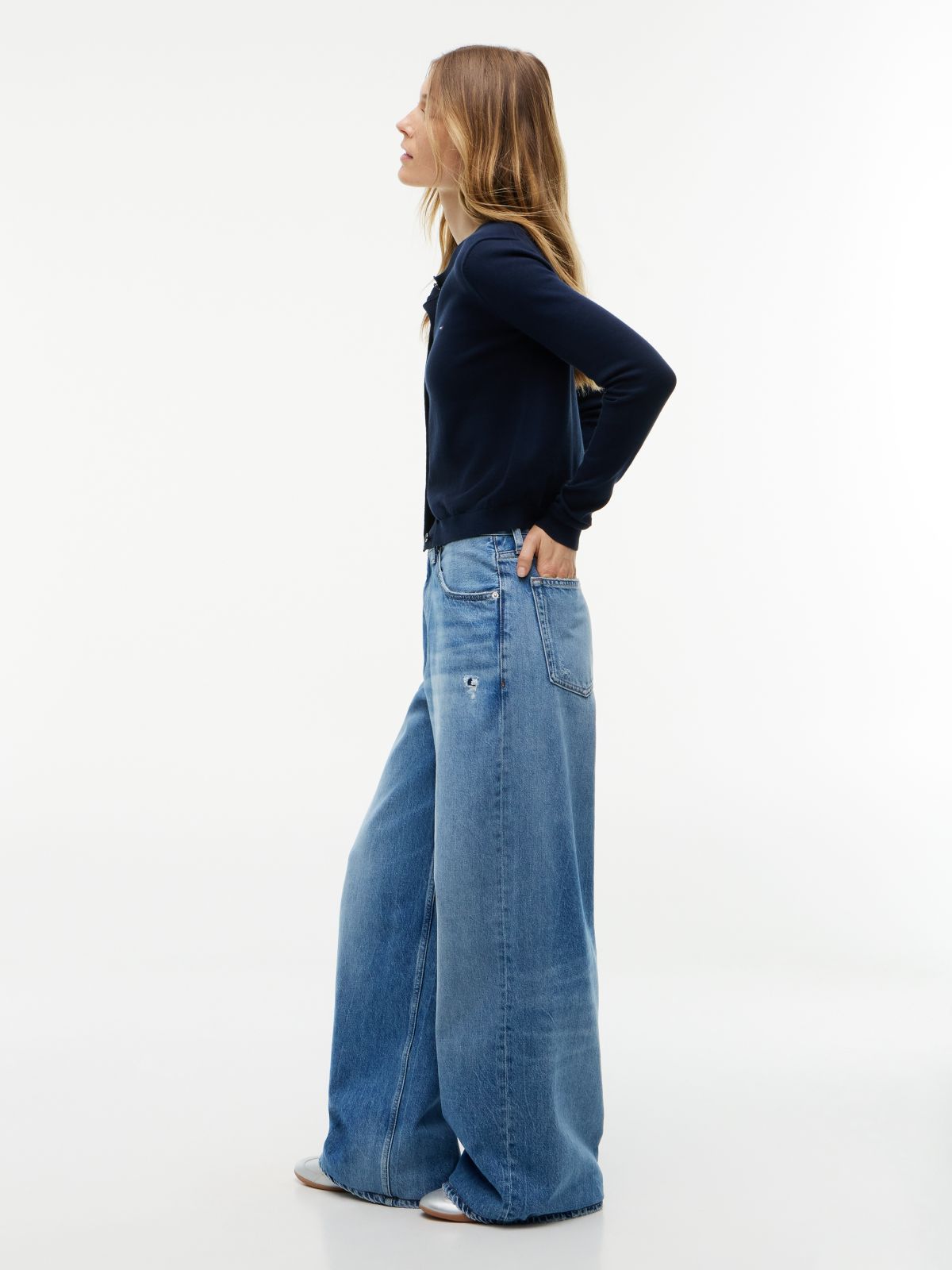 Charlie Mid Rise Loose Distressed Jeans — Denim