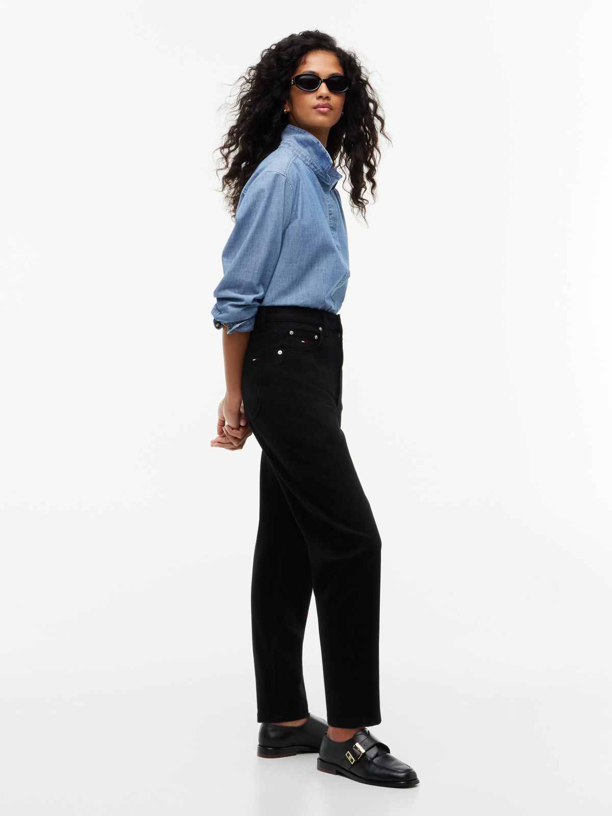 Mom High Rise Tapered Black Jeans — Denim