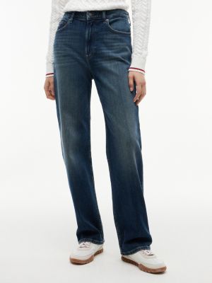 jeans layla straight fit a vita alta sbiaditi denim da donne tommy jeans
