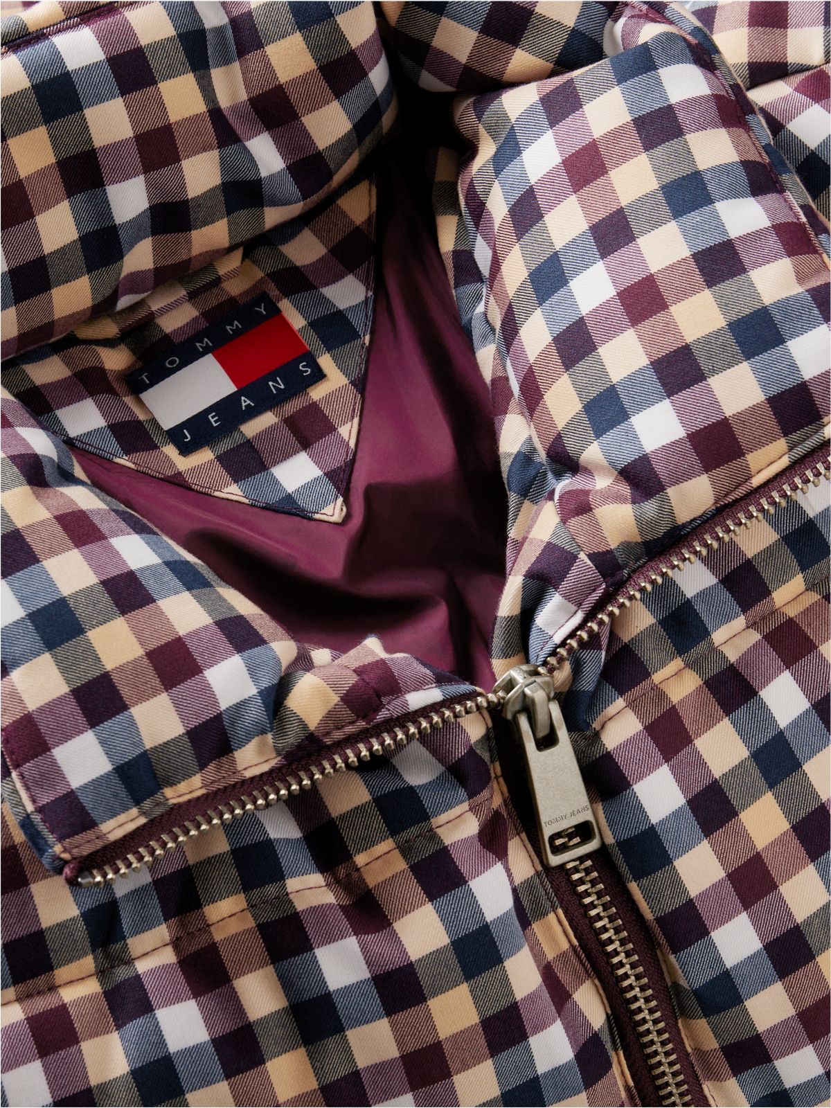 Check Cropped Relaxed Puffer Jacket — Multi