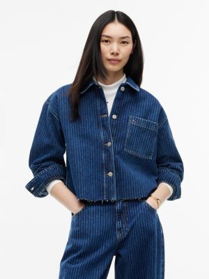 denim stripe relaxed denim shirt for women tommy jeans