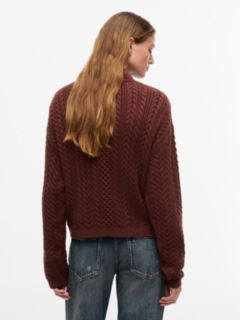 Tommy Badge Cable Knit Relaxed Jumper — Brown 4