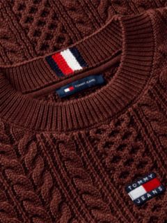 Tommy Badge Cable Knit Relaxed Jumper — Brown 6