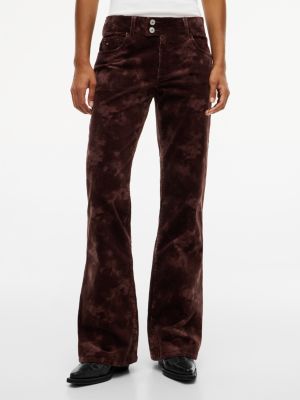 brown sia low rise bootcut broek met ponyprint voor dames - tommy jeans