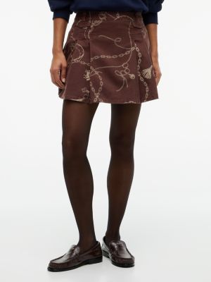 brown pleated oxford mini skirt for women tommy jeans