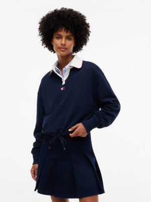 blue tommy badge oversized rugby sweatshirt for women tommy jeans