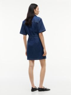 Denim Utility Short Sleeve Shirt Dress — Blue 4