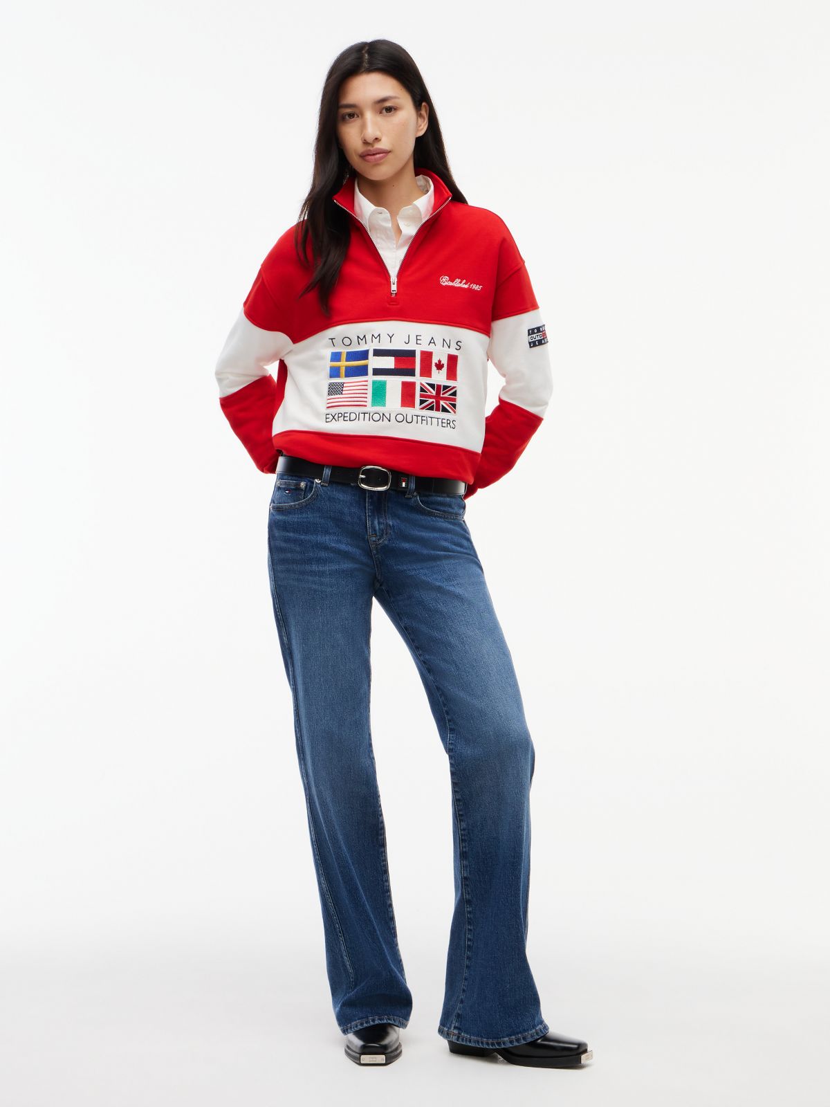 Logo Terry Quarter-Zip Sweatshirt — Red
