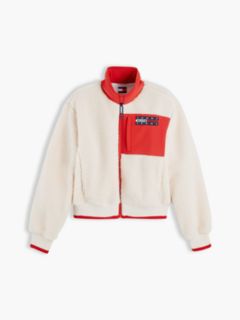 Back Flag Teddy Fleece Zip-Thru Jacket — White 5