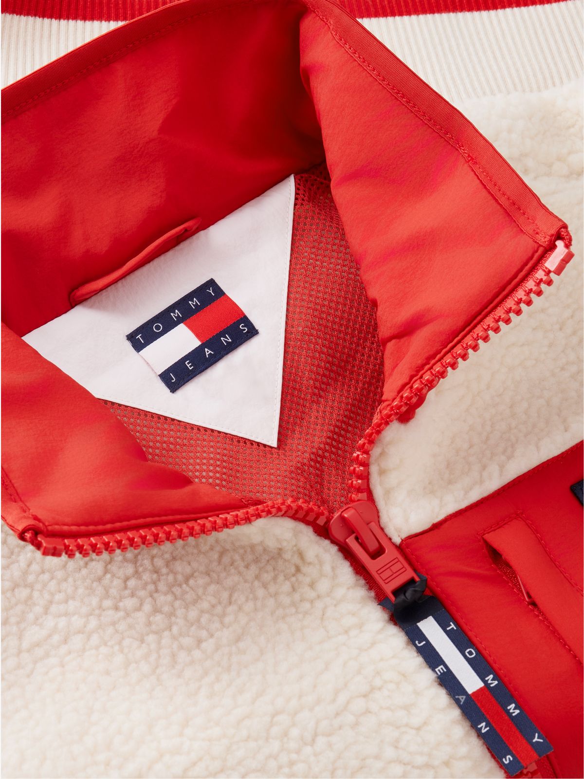 Back Flag Teddy Fleece Zip-Thru Jacket — White